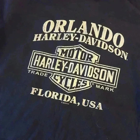 Harley Davidson Orlando Y2K Tee Shirt Size 3X XXXL Biker Motorcycle Navy Tee - Picture 8 of 10